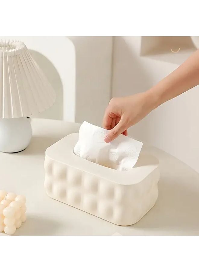 غطاء علبة مناديل أبيض كريمي حديث مفتوح من الأعلى للحمام والمطبخ وغرفة المعيشة - Image 3